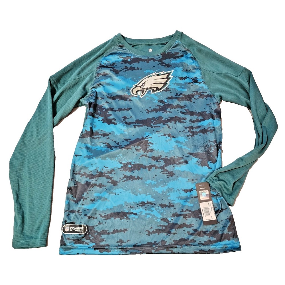 NFL Team Apparel® YOUTH XL Philadelphia Eagles Long‎ Sleeve T-Shirt Digital Camo